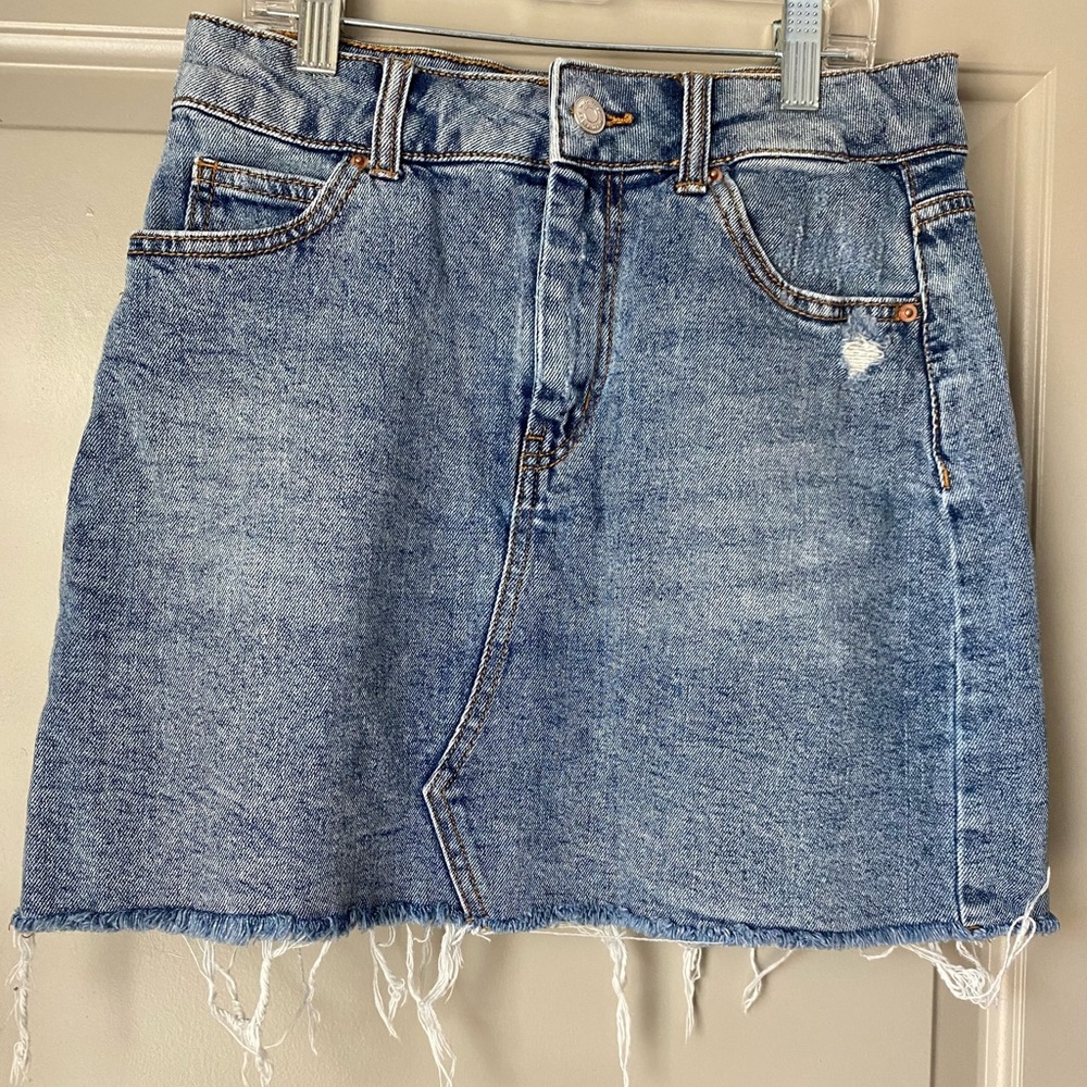 Wild Fable Blue Denim Distressed Raw Hem Mini Skirt | Size 4
